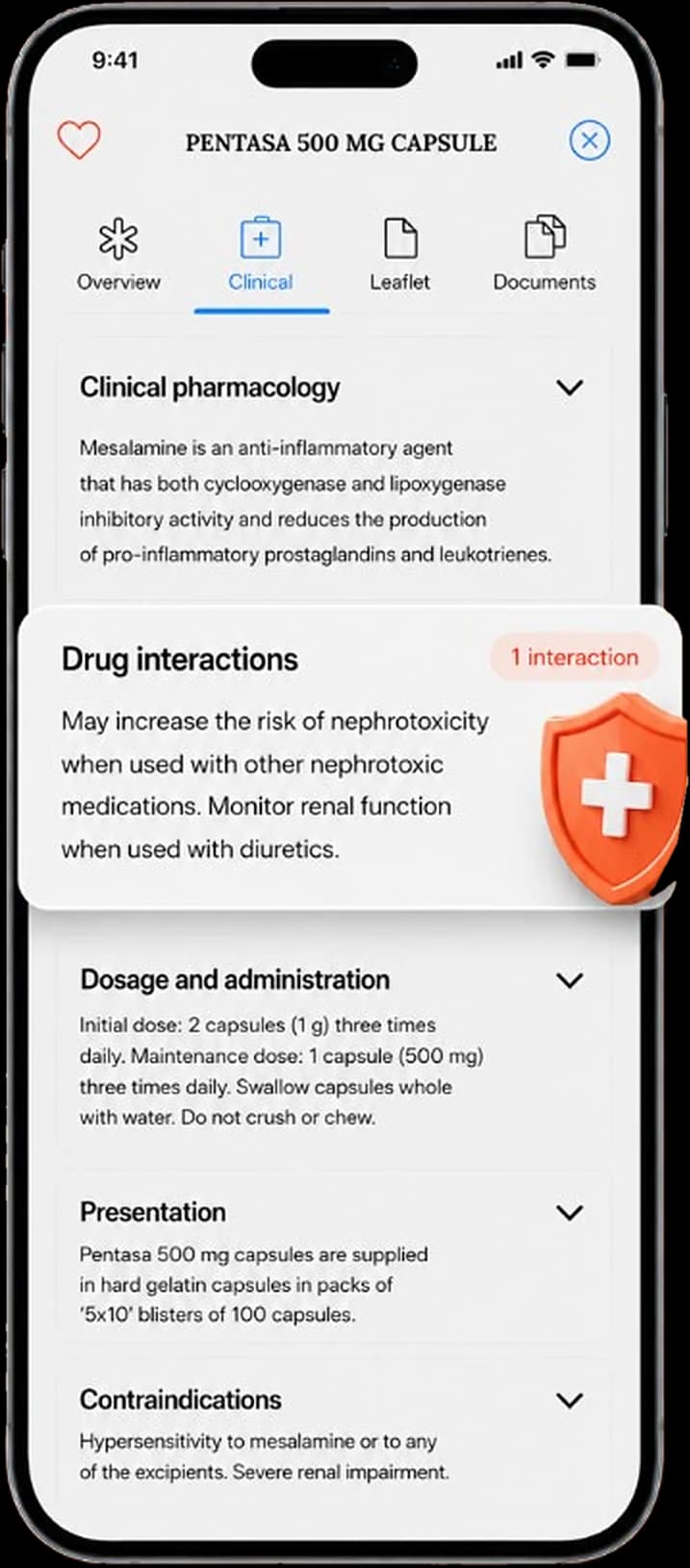 Smart Pill ID clinical information for Pentasa with clinical pharmacology, drug interactions, dosage and administration, and contraindications